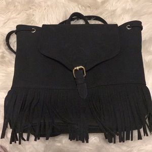 black fringe backpack